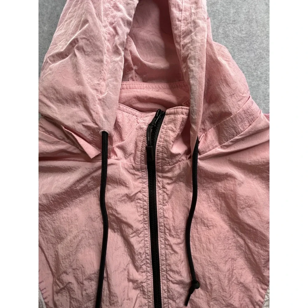 Pink Victoria's Secret Colorblock Windbreaker Jacket Pink White Hooded Medium
